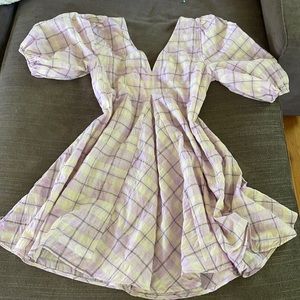 purple plaid dress